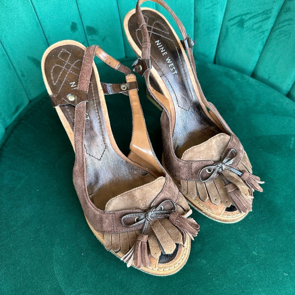 Nine West Suede Wedge Peekaboo Heels